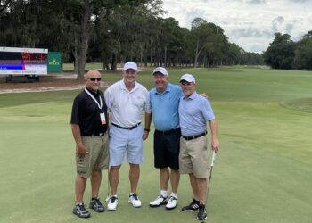 PGA Senior Tour Player Billy Mayfair, Mickey Cunningham, James Carbone ’79, Brian Foy