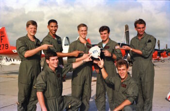1984 Student Naval Aviators: L-R Back row: Spanier; Graham; Cruson; Ragusa, Franklin. Front L-R: Garrott and Brofford
